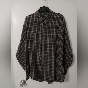 Van Heusen Plaid Button Down Shirt Wrinkle Free Size 16 16 1/2 Large